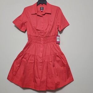 Vince Camuto Shirt Dress Size 8 Fits Medium Pocket Knee-length Short Sleeve New
